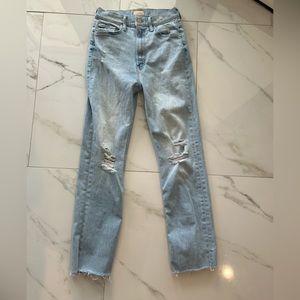 MOTHER High Waisted Rider Ankle Fray